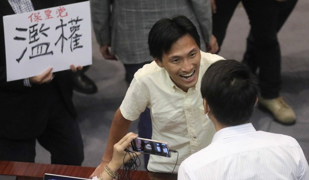 Eddie Chu at a protest in the Legislative Council in May last year. Photo: Dickson Lee