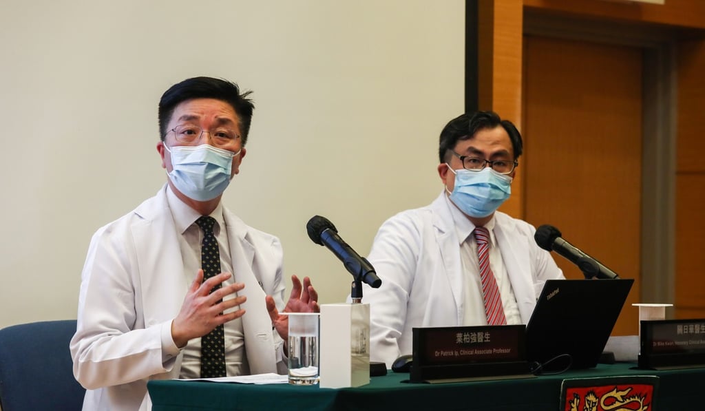 HKU researchers Patrick Ip (left) and Mike Kwan discuss their findings on Monday. Photo: Jonathan Wong