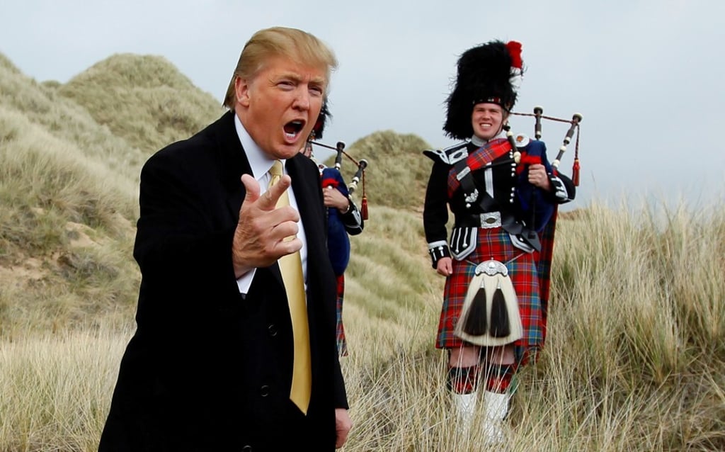 Donald Trump during a media event on the sand dunes of the Menie estate, the site for Trump's golf resort near Aberdeen, Scotland in May 2010. Photo: Reuters