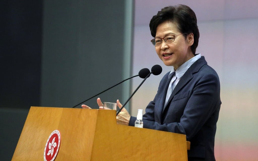 Hong Kong leader Carrie Lam meets the media on Tuesday. Photo: Xiaomei Chen