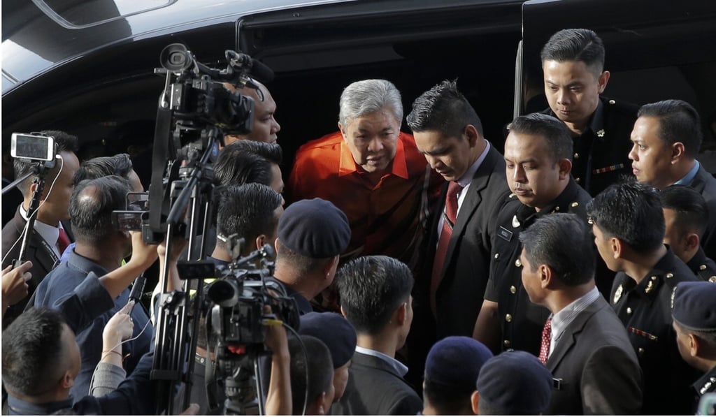 Umno president Ahmad Zahid Hamidi arrives at the High Court in Kuala Lumpur in 2018. Photo: EPA