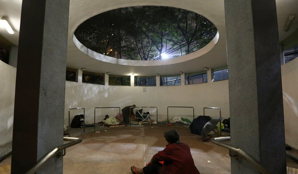 Homeless people bed down for the night in Tung Chau Street Park. Photo: Felix Wong Homeless people bed down for the night in Tung Chau Street Park. Photo: Felix Wong