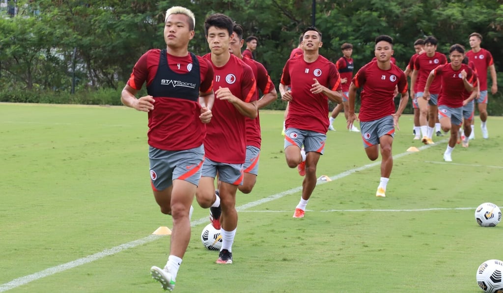“Fighter” Ngan Lok-fung during a practice session with the Hong Kong team at Tseung Kwan O Football Centre. Photo: Chan Kin-wa