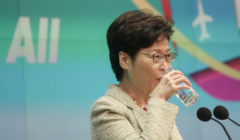 Carrie Lam on Tuesday declined to address why the city’s annual Tiananmen Square vigil has been blocked on public health grounds while other gatherings have not. Photo: Xiaomei Chen