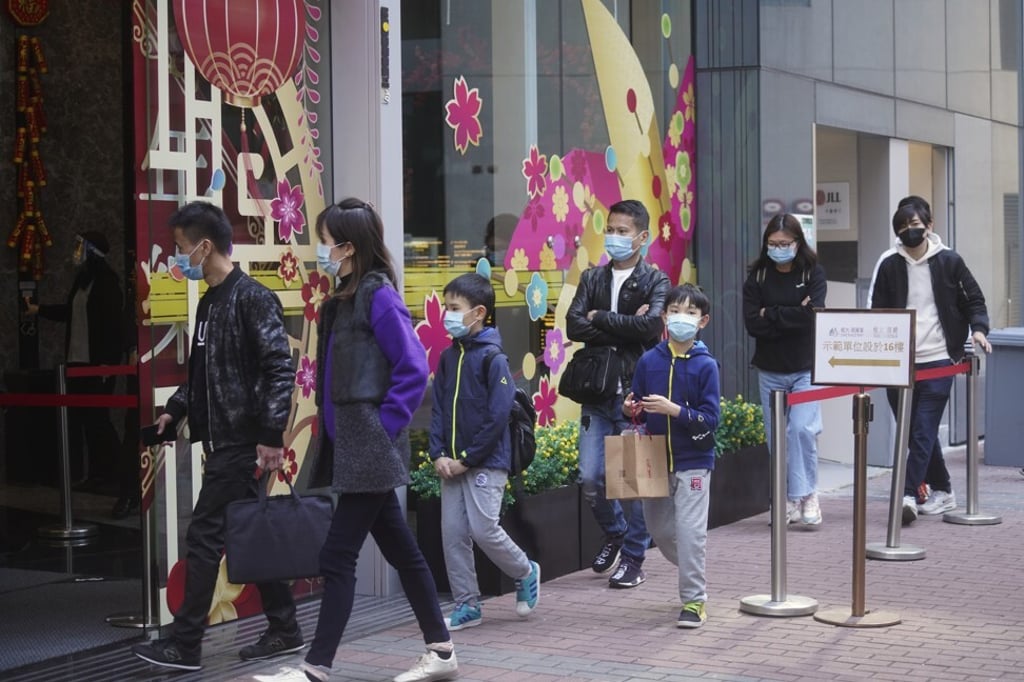 Potential buyers are seen outside Billion Plaza II in Lai Chi Kok during China Evergrande's Emerald Bay sales. Photo: Winson Wong Potential buyers are seen outside Billion Plaza II in Lai Chi Kok during China Evergrande's Emerald Bay sales. Photo: Winson Wong