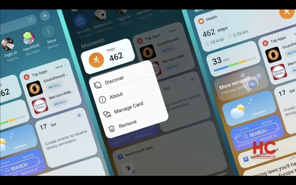 A screen capture from a Huawei Technologies Co video showing the user interface of its HarmonyOS 2.0 mobile platform. Photo: Handout
