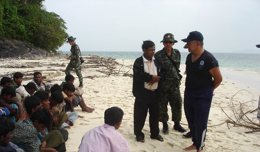 Thai army officers process Rohingya refugees on the island of Koh Sai Daeng in late 2008. Photo: Handout