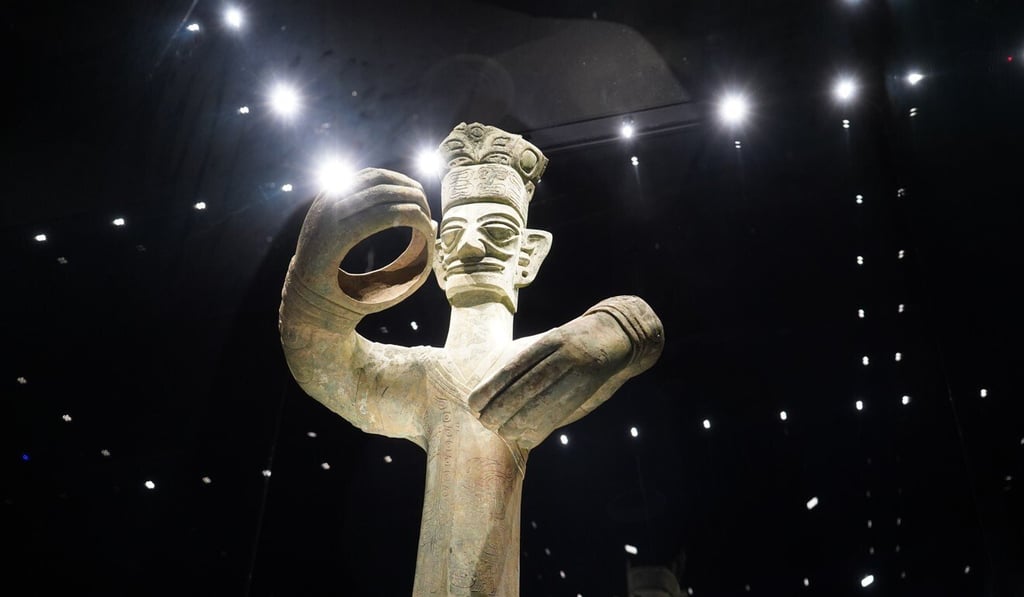 A statue at the excavation site at the Sanxingdui ruins, in Sichuan, one of the most important archaeological sites in China and believed to be from a mysterious culture thousands of years old. Photo: SCMP