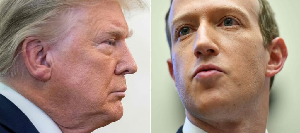 Former US President Donald Trump, left, and Facebook chairman and chief executive Mark Zuckerberg. Photo: AFP