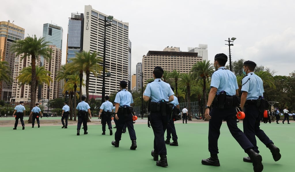 Police seal off Victoria Park in Causeway Bay to bar public access and prevent unauthorised assemblies on June 4. Photo: Nora Tam Police seal off Victoria Park in Causeway Bay to bar public access and prevent unauthorised assemblies on June 4. Photo: Nora Tam