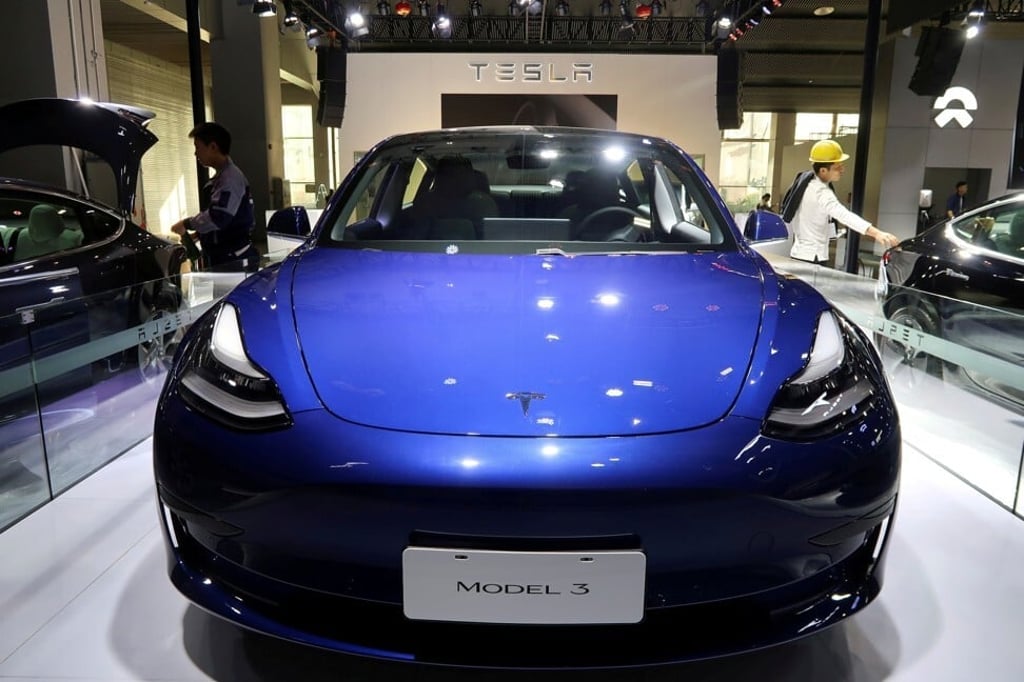 A Tesla Model 3 electric vehicle, made at the carmaker’s Gigafactory in Shanghai, is seen ahead of the Guangzhou auto show in the Guangdong province capital in 2019. Photo: Reuters A Tesla Model 3 electric vehicle, made at the carmaker’s Gigafactory in Shanghai, is seen ahead of the Guangzhou auto show in the Guangdong province capital in 2019. Photo: Reuters