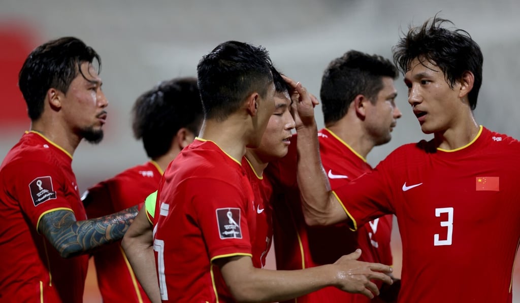 Wu Lei celebrates with teammates after scoring the opening goal in their group A match against the Philippines. Photo: Xinhua Wu Lei celebrates with teammates after scoring the opening goal in their group A match against the Philippines. Photo: Xinhua