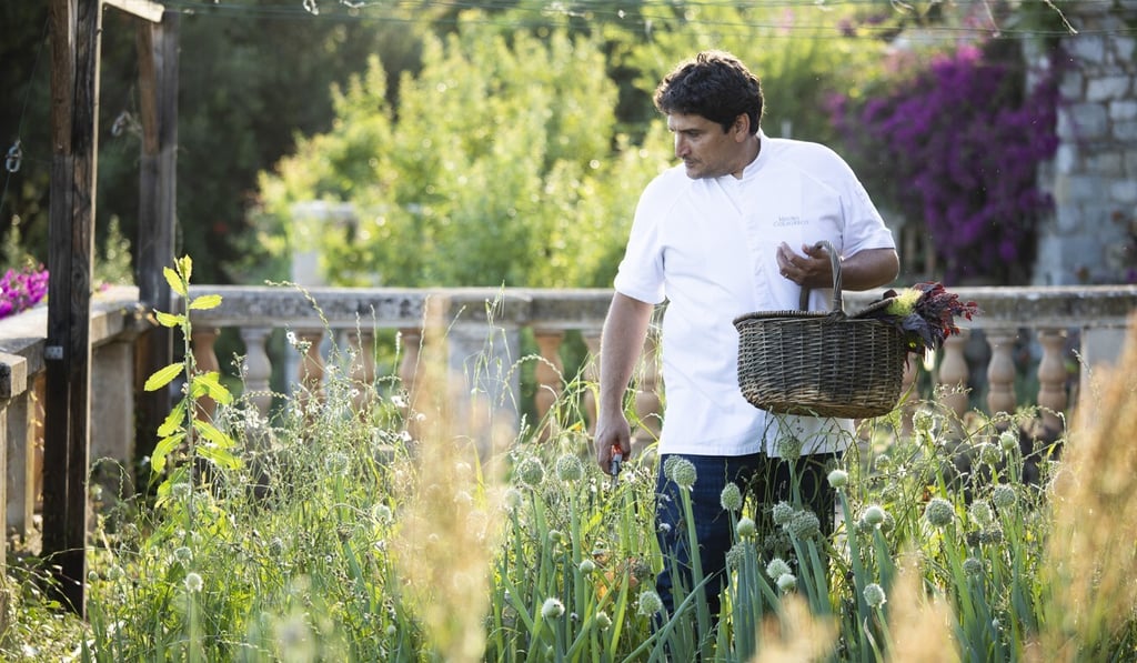 Mauro Colagreco in his garden in Menton, France. Photo: Matteo Carassale
