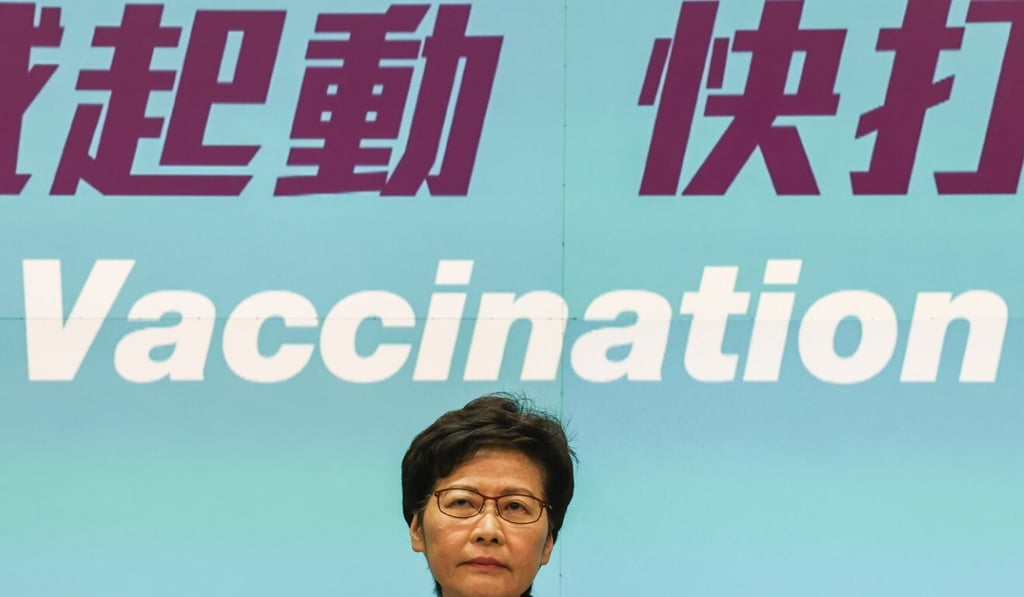 Chief Executive Carrie Lam attends a press conference at government headquarters on Monday. Photo: Nora Tam