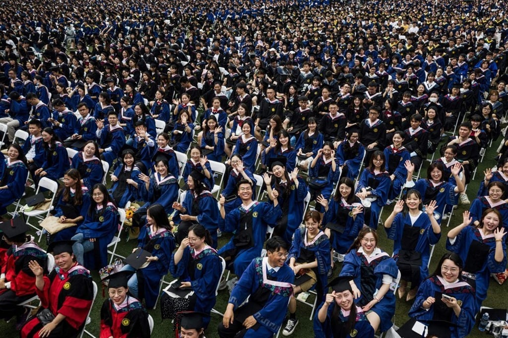 Nearly 9,000 graduating students attend their commencement ceremony at the Central China Normal University in Wuhan, capital of central Hubei province, on June 13, 2021. A new Universum survey found that Big Tech remains the preferred employment destination for many mainland university students. Photo: Agence France-Presse Nearly 9,000 graduating students attend their commencement ceremony at the Central China Normal University in Wuhan, capital of central Hubei province, on June 13, 2021. A new Universum survey found that Big Tech remains the preferred employment destination for many mainland university students. Photo: Agence France-Presse