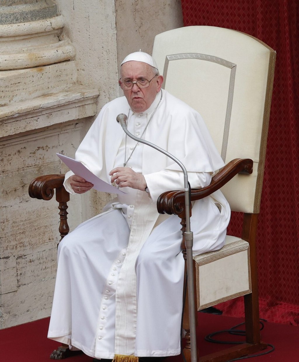 Pope Francis in the San Damaso courtyard, Vatican City on Wednesday. Photo: EPA-EFE