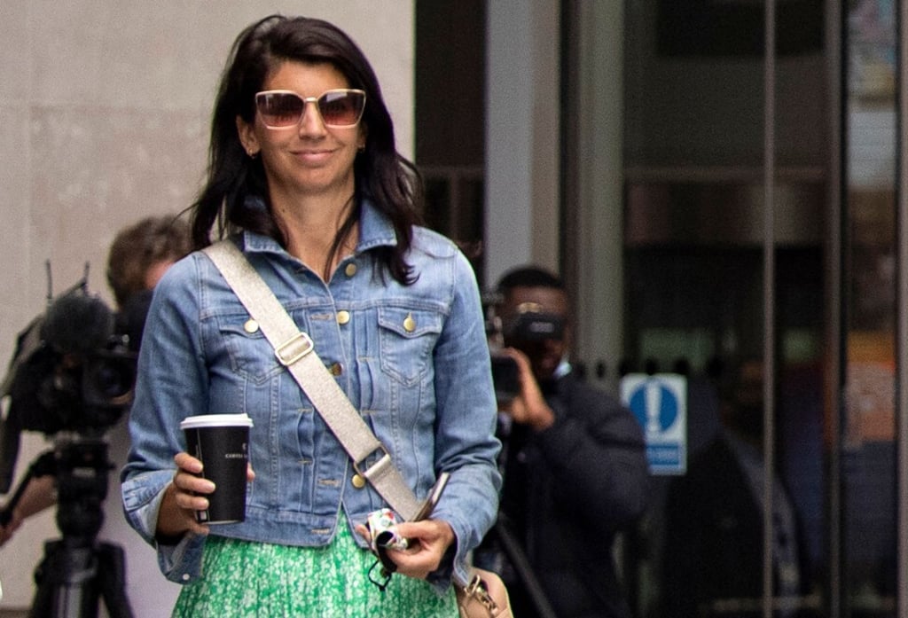 Gina Coladangelo, an aide to Britain's Health Secretary Matt Hancock, outside the BBC in London on June 6. Photo: AFP