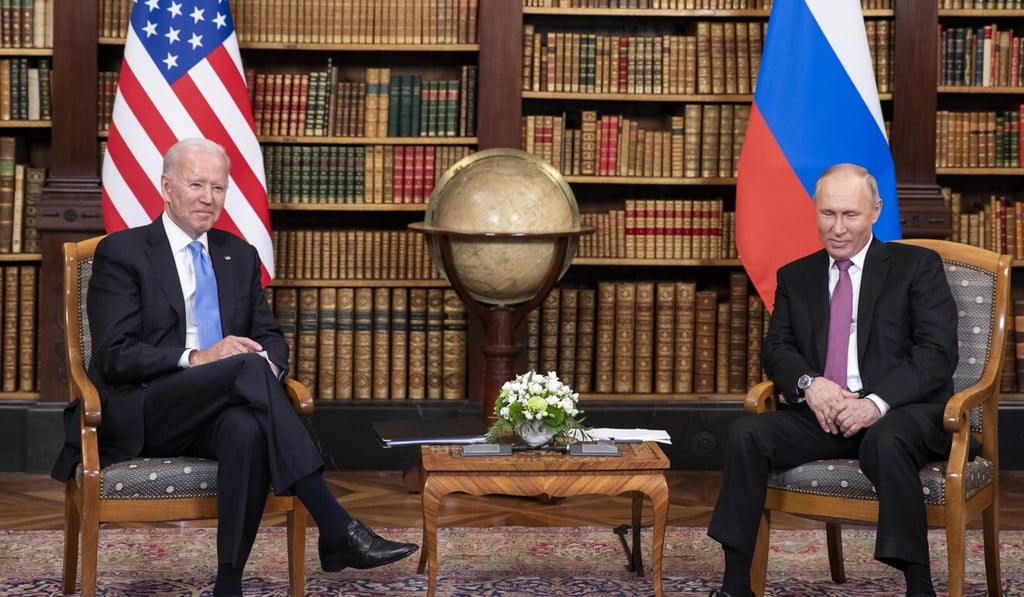 US President Joe Biden and Russian President Vladimir Putin at their summit in Geneva. Photo: Bloomberg US President Joe Biden and Russian President Vladimir Putin at their summit in Geneva. Photo: Bloomberg
