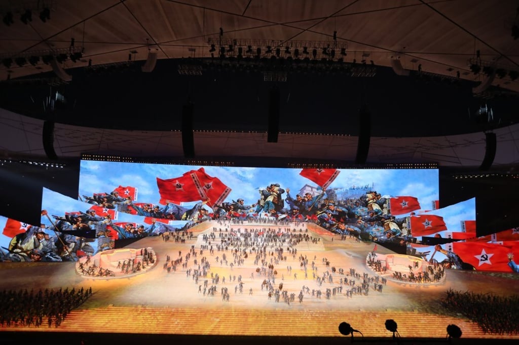 Monday night’s performance at the National Stadium was called the “Great Journey”. Photo: Simon Song Monday night’s performance at the National Stadium was called the “Great Journey”. Photo: Simon Song