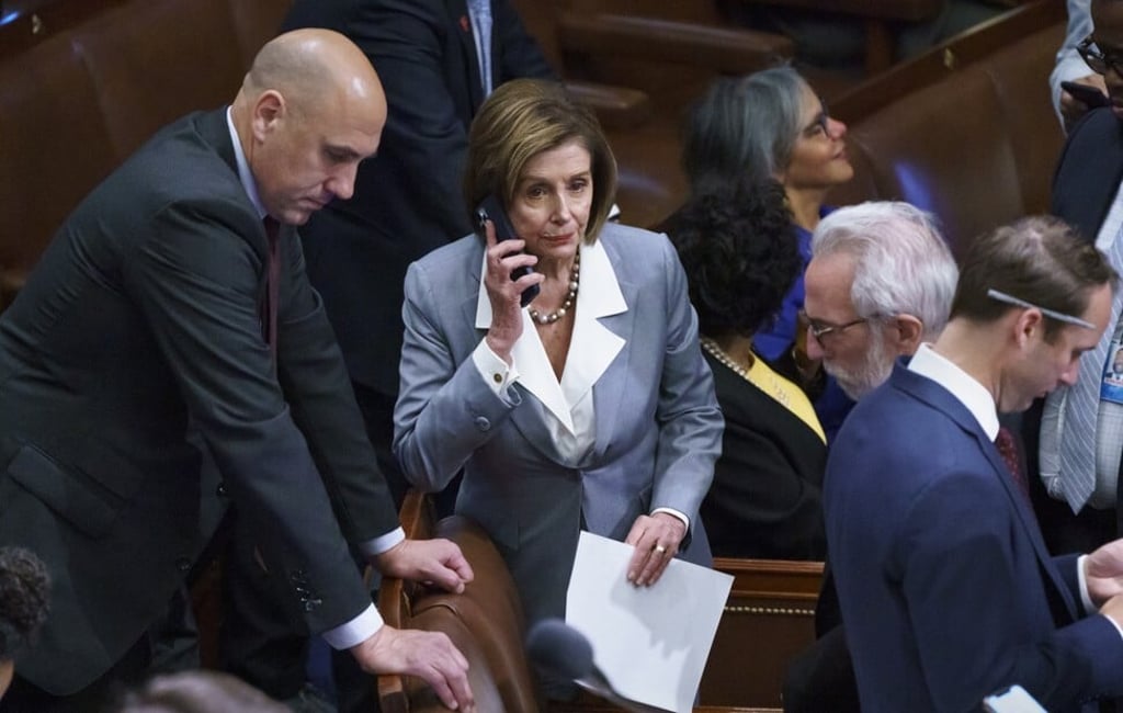 US House Speaker Nancy Pelosi at the Capitol in Washington on Wednesday. Photo: AP US House Speaker Nancy Pelosi at the Capitol in Washington on Wednesday. Photo: AP