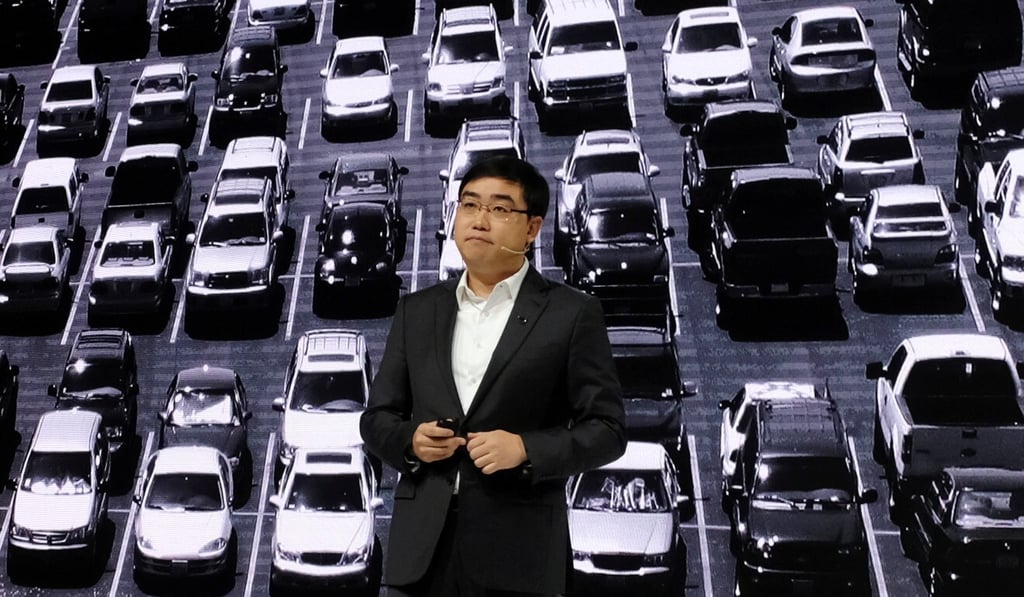 Didi Chuxing’s CEO Cheng Wei speaks at a product launch event in Beijing last year. Photo: Reuters