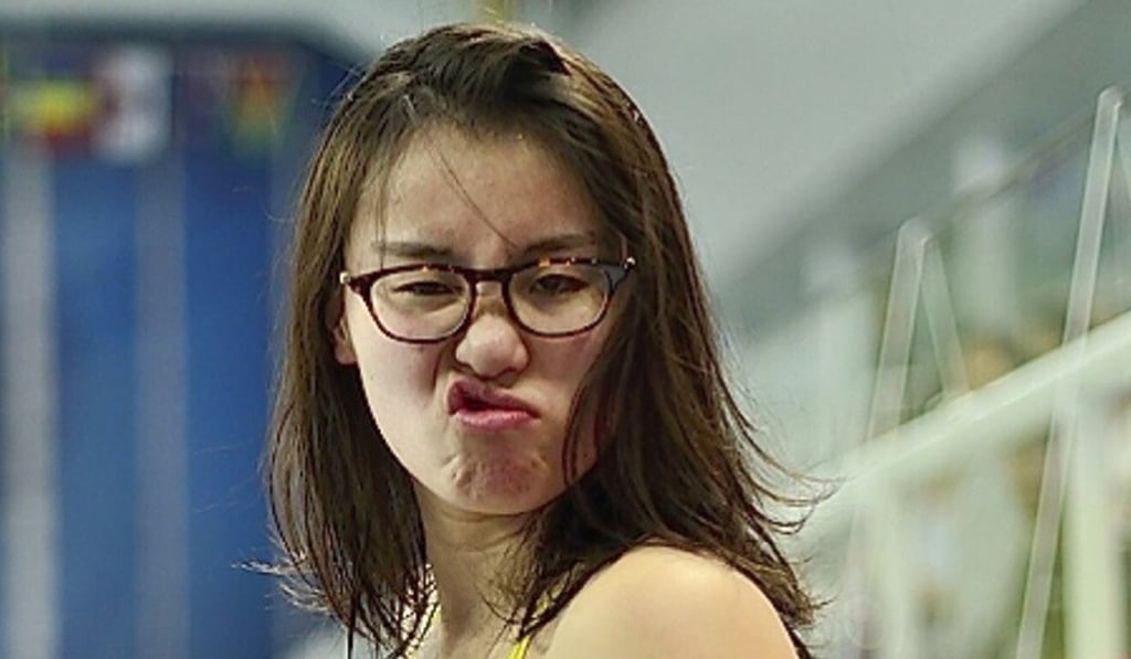 Fu Yuanhui makes a face to camera during a competition. Photo: Handout Fu Yuanhui makes a face to camera during a competition. Photo: Handout