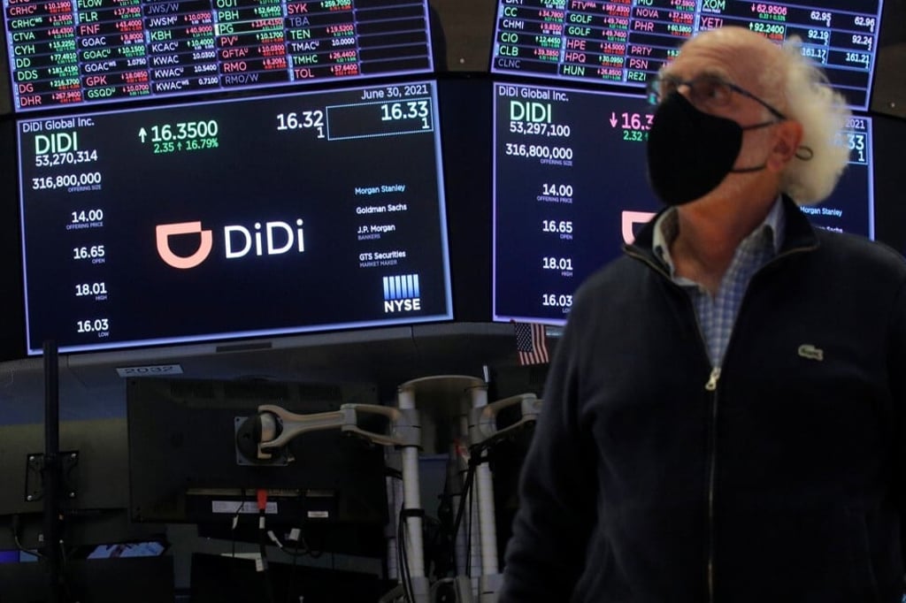 The Chinese ride-hailing company Didi Global made its trading debut on the New York Stock Exchange on June 30. Photo: Reuters The Chinese ride-hailing company Didi Global made its trading debut on the New York Stock Exchange on June 30. Photo: Reuters