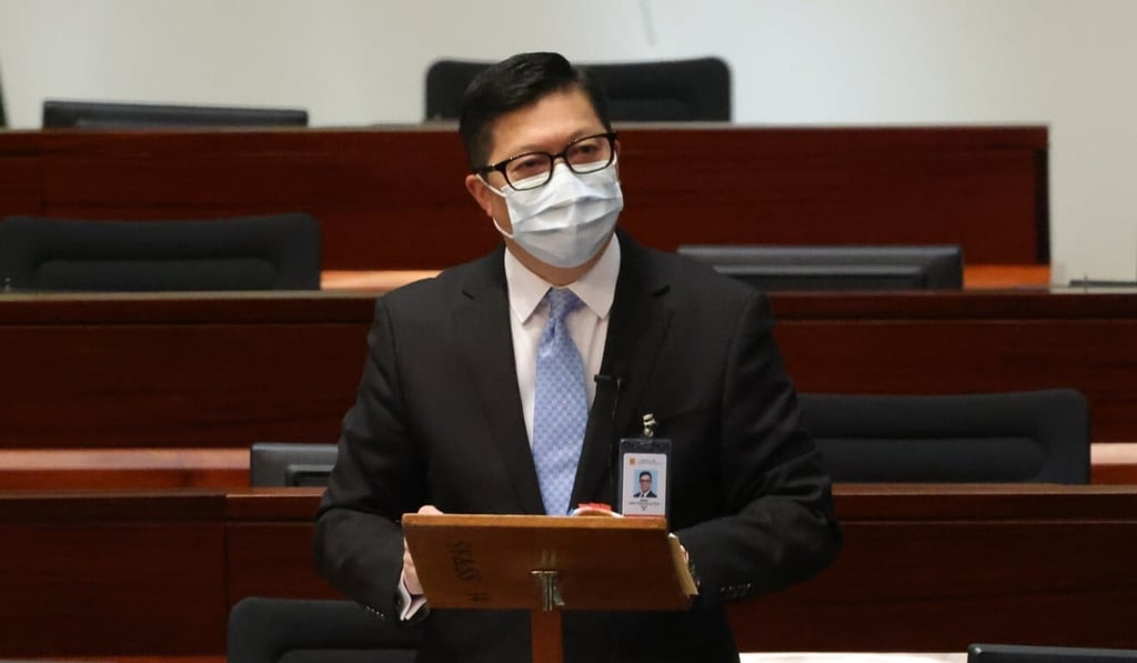 Secretary for Security Chris Tang attends a Legislative Council session on Wednesday. Photo: May Tse