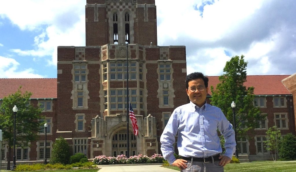 Hu Anming in an undated photo in front of the Department of Mathematics at the University of Tennessee. Photo: Ivy Yang
