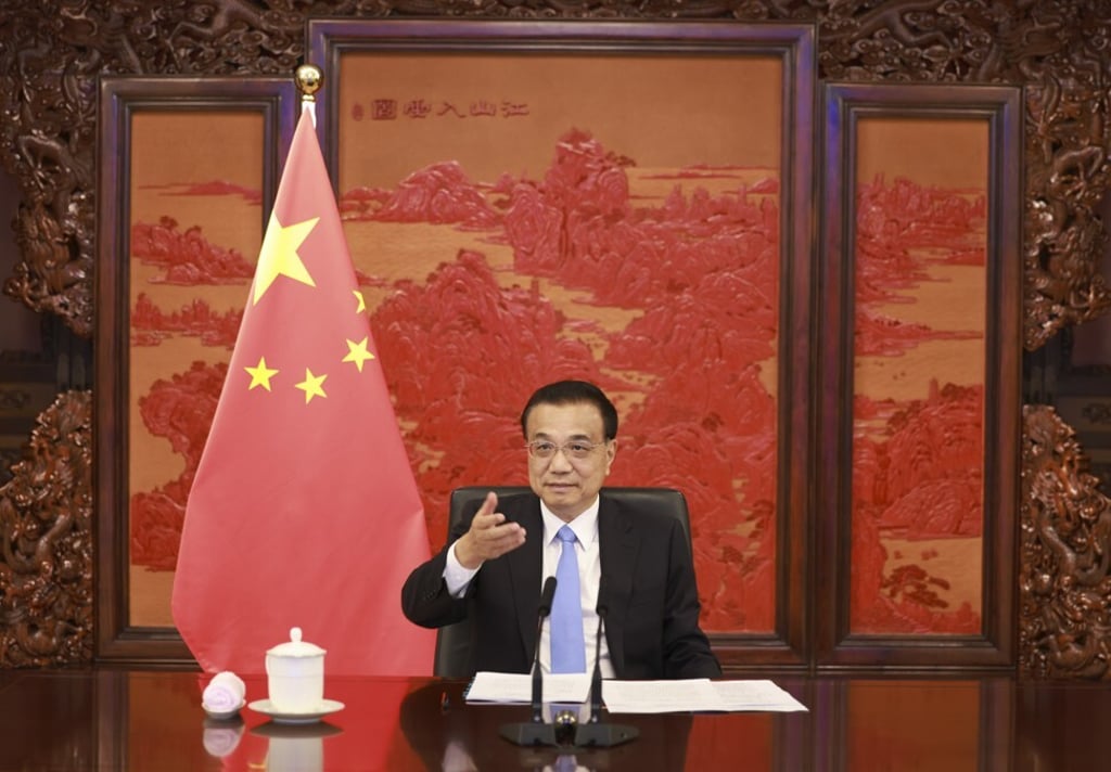 Chinese Premier Li Keqiang holds a virtual dialogue with UK business leaders in Beijing, on July 6, 2021. Photo: Xinhua