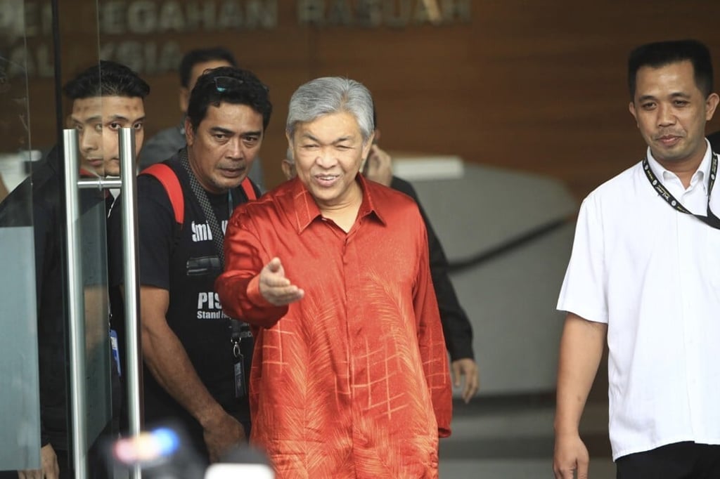 Malaysia’s former Deputy Prime Minister Ahmad Zahid Hamidi (centre) in 2018. Photo: AP Malaysia’s former Deputy Prime Minister Ahmad Zahid Hamidi (centre) in 2018. Photo: AP