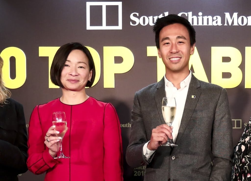 Elsie Cheung, the Post’s chief operating officer, left, with CEO Gary Liu during the 100 Top Tables award ceremony in Hong Kong on March 15, 2018. Photo: Jonathan Wong