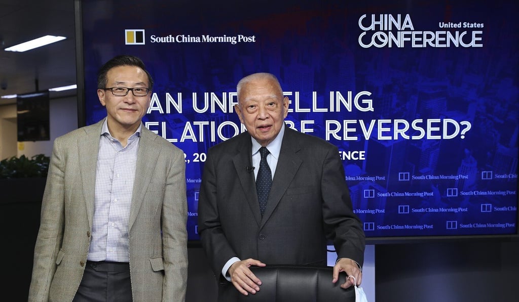 Joe Tsai, Alibaba's Executive Vice Chairman and co-founder of Alibaba Group and former Chief Executive Tung Chee-hwa, pose for a picture at the SCMP office in Times Square. Photo: SCMP/ Edmond So Joe Tsai, Alibaba's Executive Vice Chairman and co-founder of Alibaba Group and former Chief Executive Tung Chee-hwa, pose for a picture at the SCMP office in Times Square. Photo: SCMP/ Edmond So