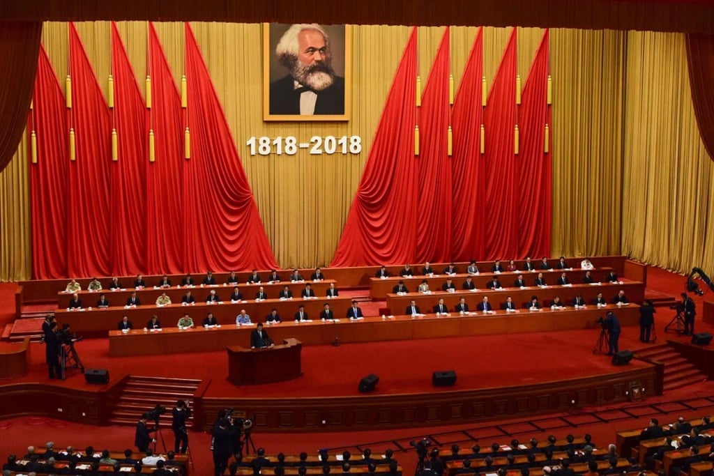 Chinese President Xi Jinping marked the 200th anniversary of Karl Marx’s birth with a speech in the Great Hall of the People in Beijing on May 4, 2018. Photo: Agence France-Presse