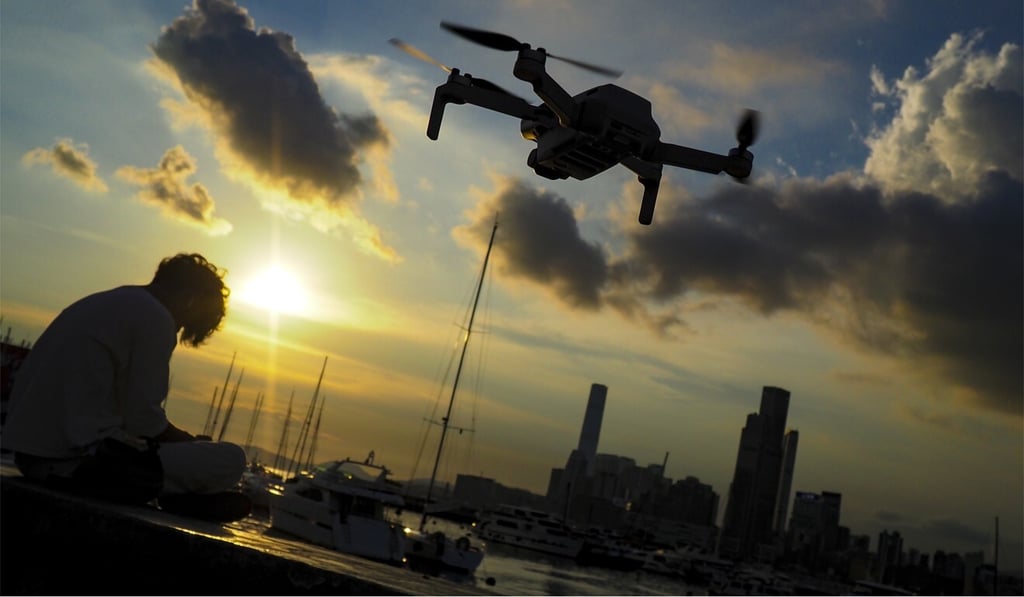 A general drone flying picture at the Causeway Bay Harbour. Photo: Martin Chan