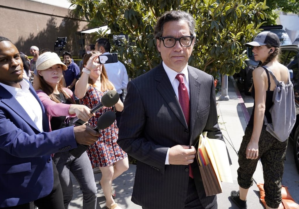 Britney Spears’ newly appointed lawyer Mathew Rosengart leaves the Stanley Mosk Courthouse in Los Angeles on Wednesday. Photo: AP
