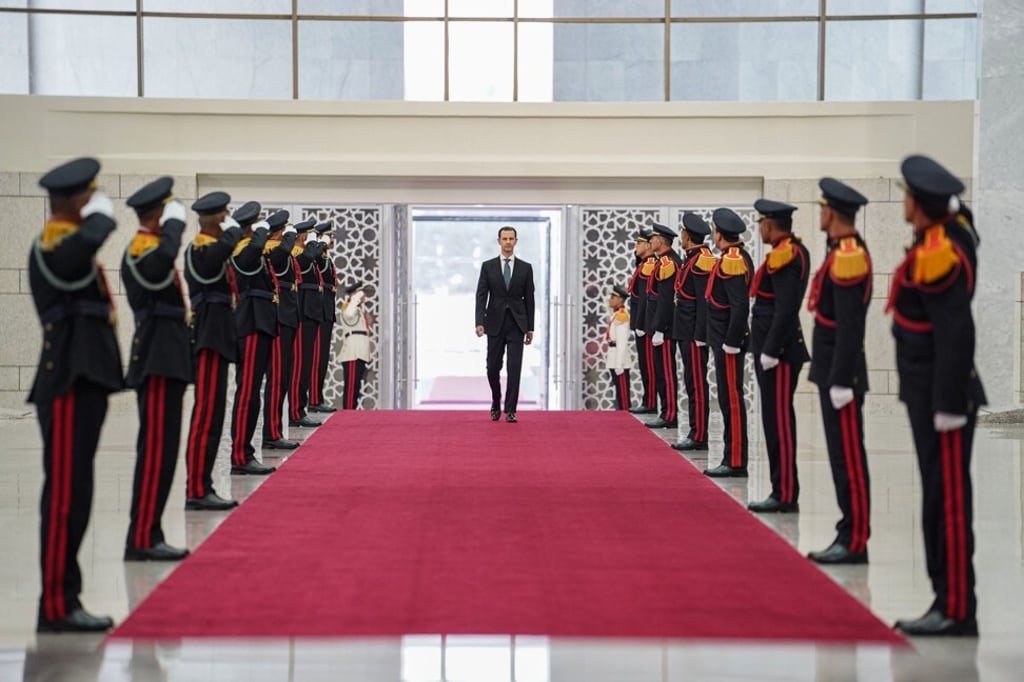 Syrian President Bashar al-Assad arrives to take an oath of office for a fourth term at Damascus’ Presidential Palace on Saturday. Photo: SANA / DPA Syrian President Bashar al-Assad arrives to take an oath of office for a fourth term at Damascus’ Presidential Palace on Saturday. Photo: SANA / DPA