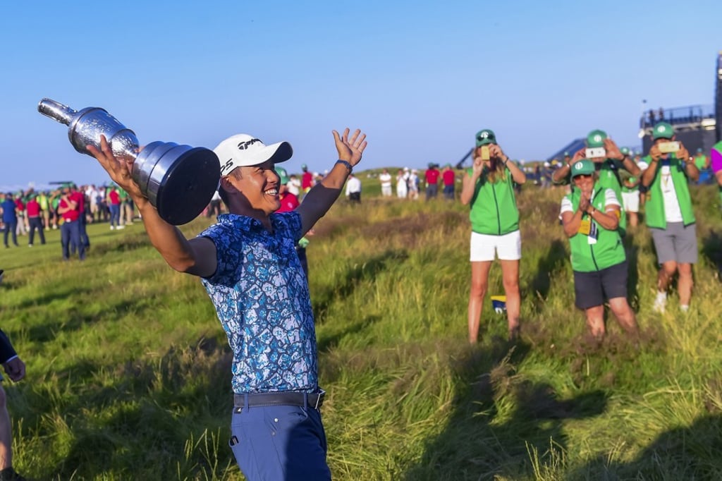 Collin Morikawa of the US wins the Open 2021 golf championship at Royal St George’s golf course in Sandwich, Kent, Britain on Sunday. Photo: EPA-EFE