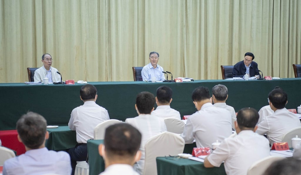 Wang Yang, who leads coordination of the Communist Party’s work on Xinjiang, attends the meeting on pairing assistance this week. Photo: Xinhua