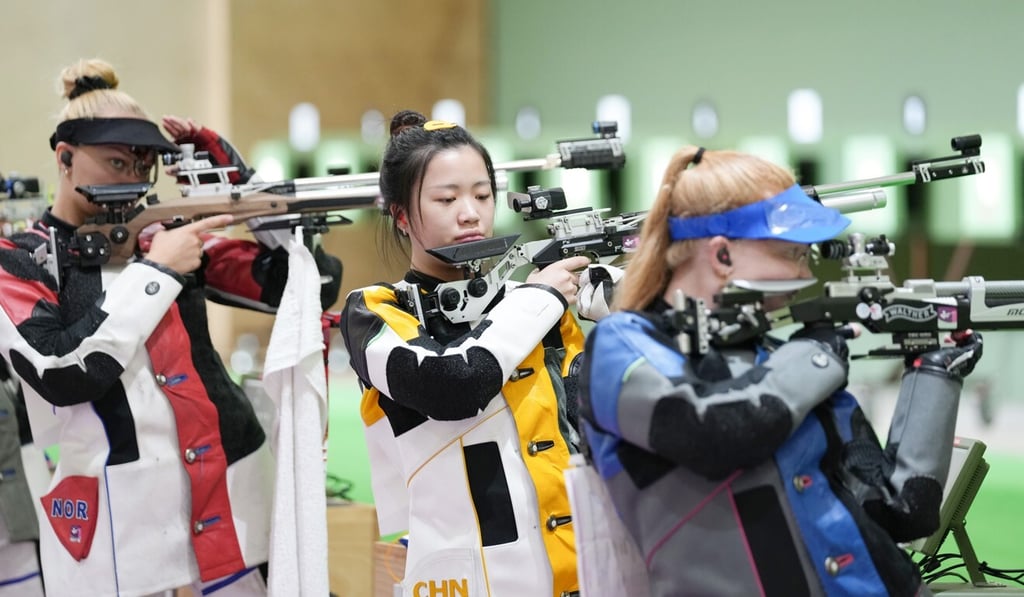 China’s Yang Qian in a shooting training session at the Asaka Shooting Range in Tokyo in July. Photo: Xinhua