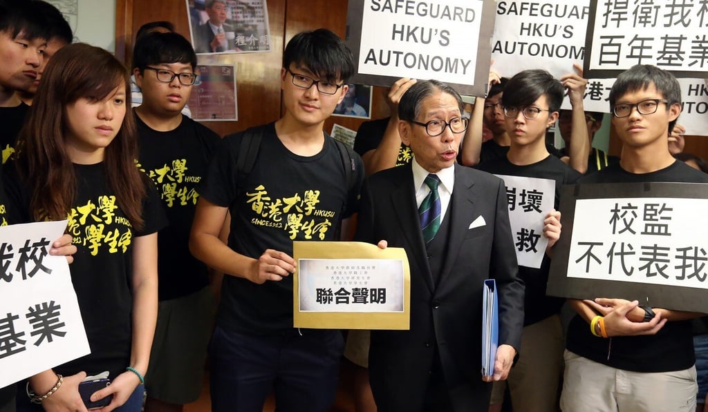 Billy Fung (centre) leads a student protest in 2015. Photo: Dickson Lee