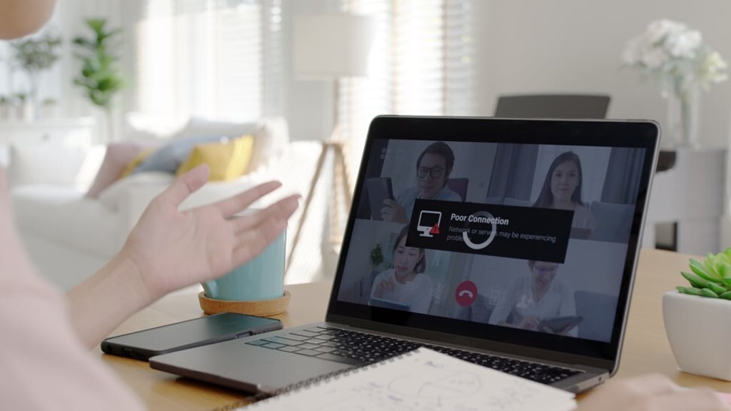 Poor internet connections can lead to a variety of problems, including the disruption of video conference calls while people are working from home. Photo: Shutterstock Poor internet connections can lead to a variety of problems, including the disruption of video conference calls while people are working from home. Photo: Shutterstock