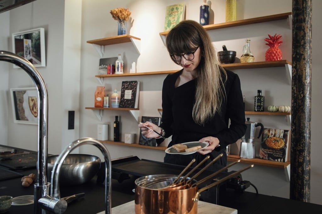 A food engineer at Gourmey prepares a dish of lab-grown foie gras mi-cuit in Paris, France on Tuesday. Photo: Bloomberg A food engineer at Gourmey prepares a dish of lab-grown foie gras mi-cuit in Paris, France on Tuesday. Photo: Bloomberg