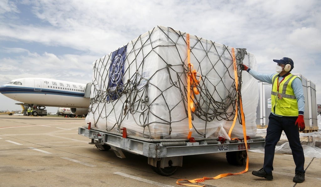 A new batch of Sinopharm’s Covid-19 vaccine arrives in in Phnom Penh last week. Photo: Xinhua A new batch of Sinopharm’s Covid-19 vaccine arrives in in Phnom Penh last week. Photo: Xinhua