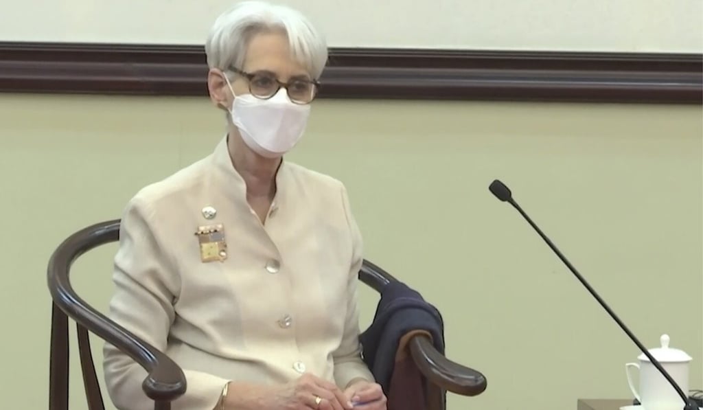 US deputy secretary of state Wendy Sherman in Tianjin on Monday. Photo: Phoenix TV via AP Video US deputy secretary of state Wendy Sherman in Tianjin on Monday. Photo: Phoenix TV via AP Video