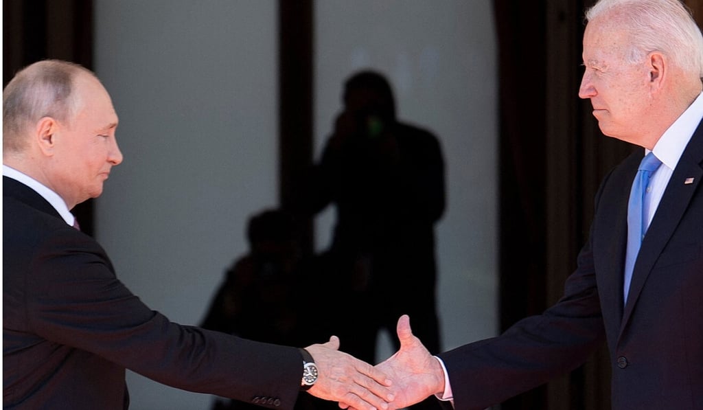 Russian President Vladimir Putin shakes hands with US President Joe Biden before their summit in Geneva. File photo: AFP Russian President Vladimir Putin shakes hands with US President Joe Biden before their summit in Geneva. File photo: AFP