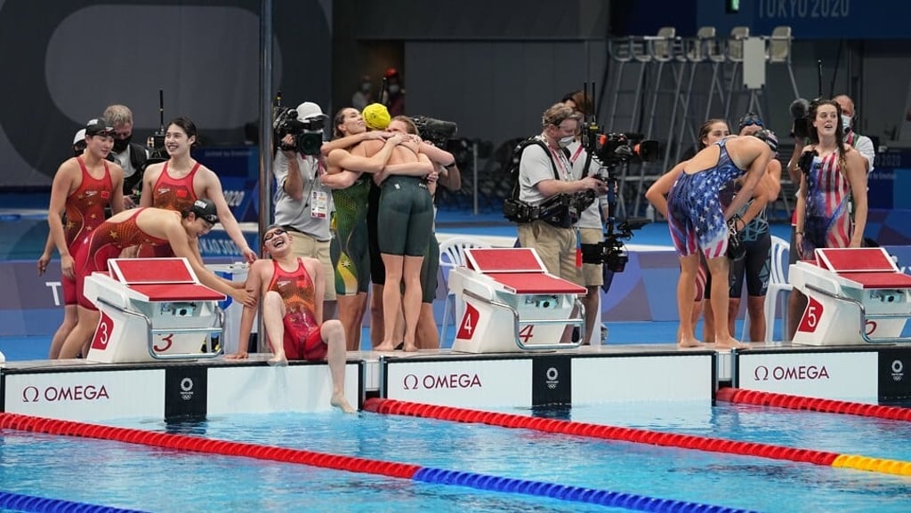 The teams congratulate each other after the final. Photo: EPA The teams congratulate each other after the final. Photo: EPA