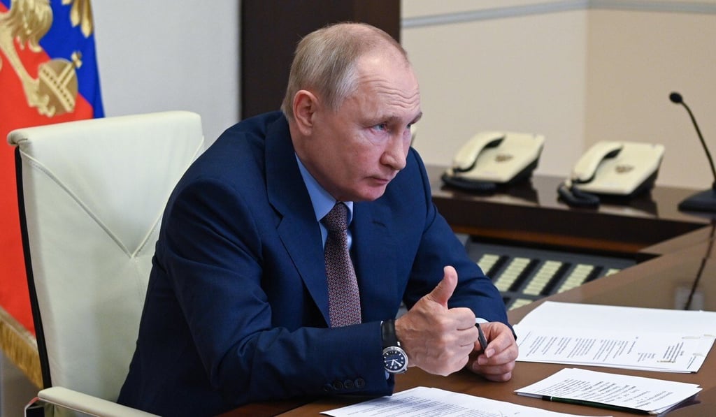 Russian President Vladimir Putin takes part in an opening ceremony of the Second Baikal Tunnel via teleconference call on Wednesday. Photo: Sputnik via EPA-EFE Russian President Vladimir Putin takes part in an opening ceremony of the Second Baikal Tunnel via teleconference call on Wednesday. Photo: Sputnik via EPA-EFE