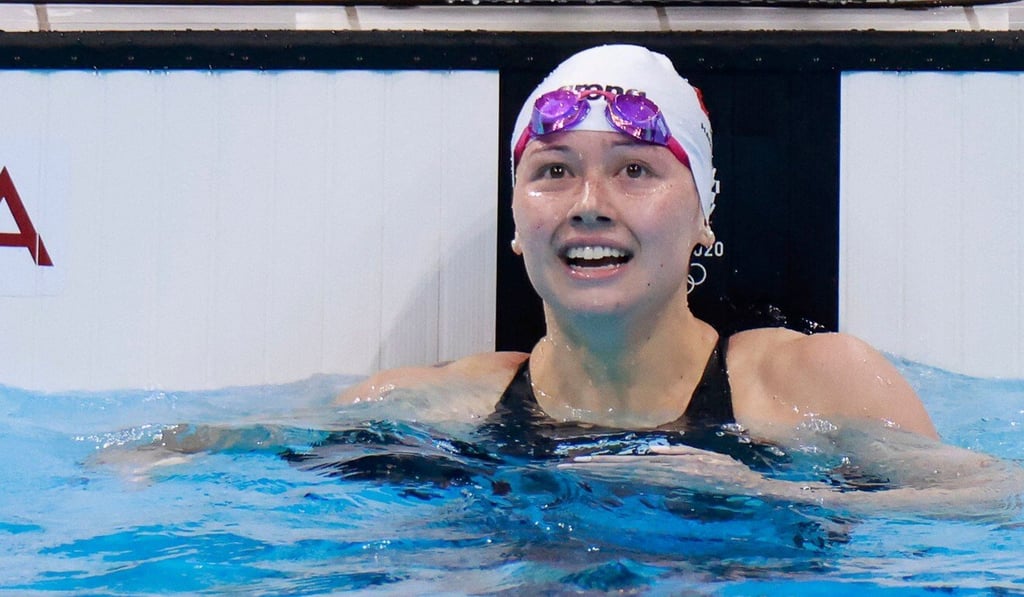 Siobhan Haughey reacts after winning silver. Photo: AFP