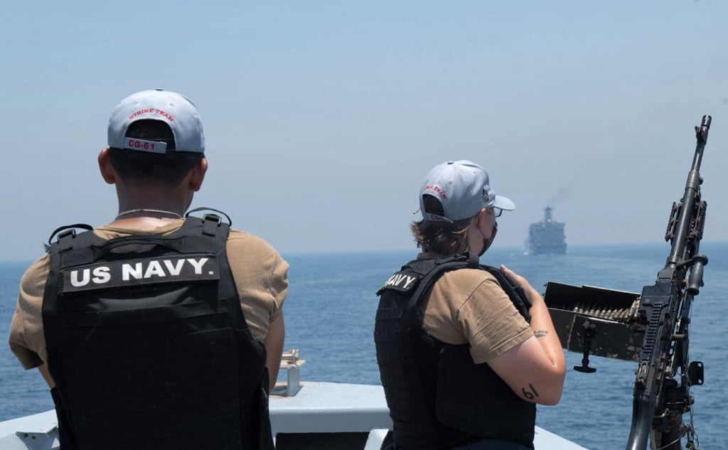 US Navy personnel aboard the guided-missile cruiser USS Monterey (CG 61). Photo: US Navy / AFP US Navy personnel aboard the guided-missile cruiser USS Monterey (CG 61). Photo: US Navy / AFP